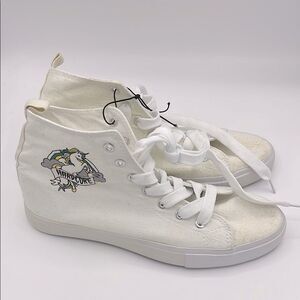 Hot Topic hardcore unicorn speckled white high top sneaker